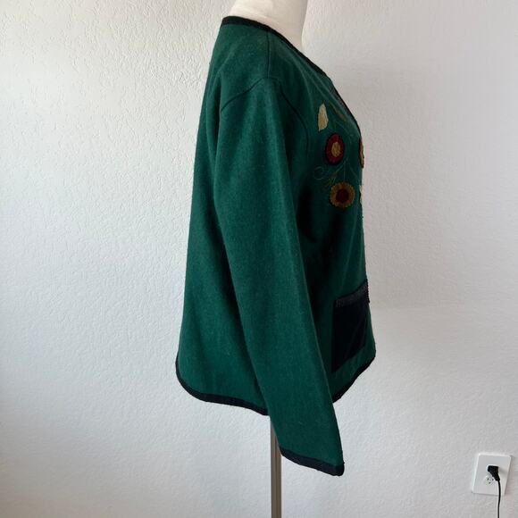 Cedar Canyon Fall Autumn Wool Blend Jacket Patchwork size Medium Green - Picture 4 of 6